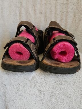 Coleman Brown Velcro Sandals with Black Accents